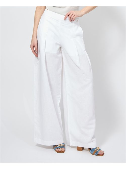 Armani Exchange Women's Wide Leg Pants in Linen ARMANI EXCHANGE | XW000460-AF12814U0002